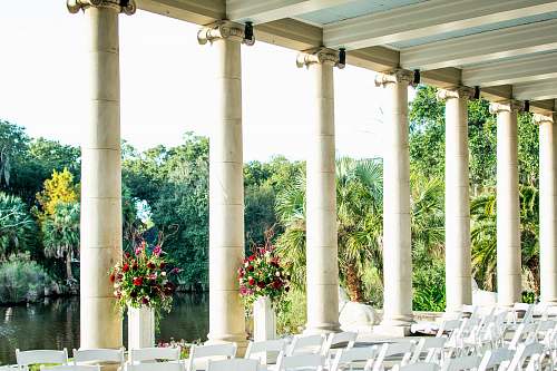 wedding white poles blossom