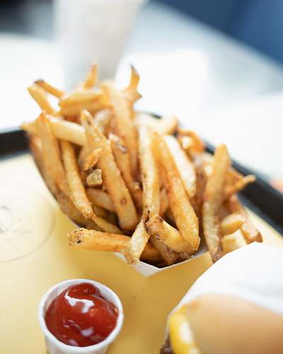 fries potato fries with tomato sauce dip fast food