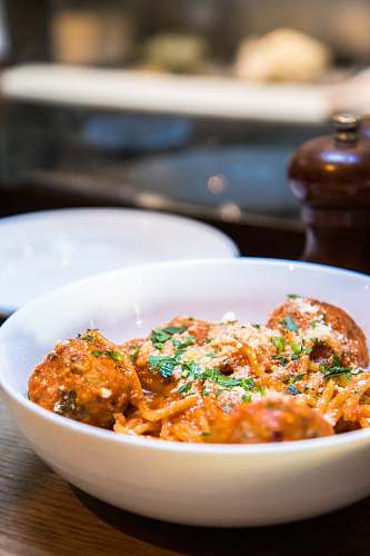 bowl spaghetti with green vegetable curry