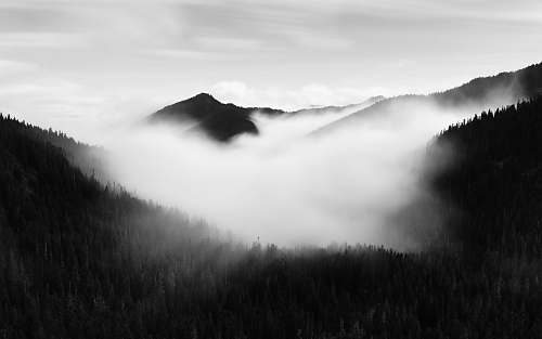 black-and-white mountain mountain