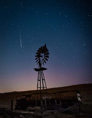nature photo of windmill during nighttime rural