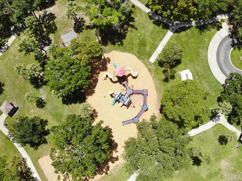 person aerial view of children's playground grass