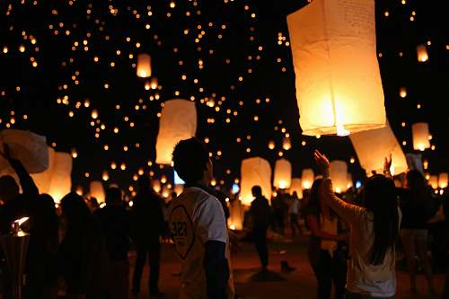 person group of people gathering for a paper lantern festival people