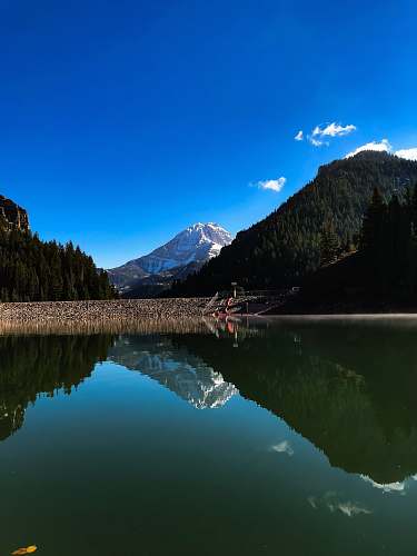 outdoors green trees covered mountain near river water