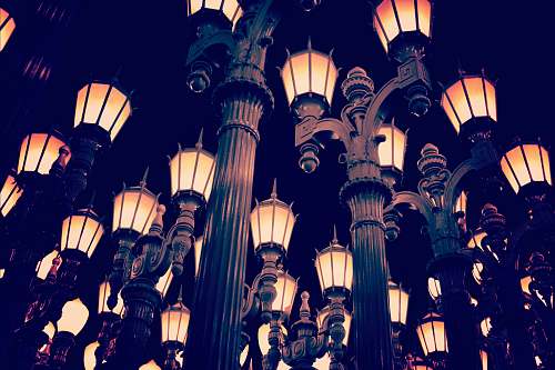 lighting turned-on road lights public art 
