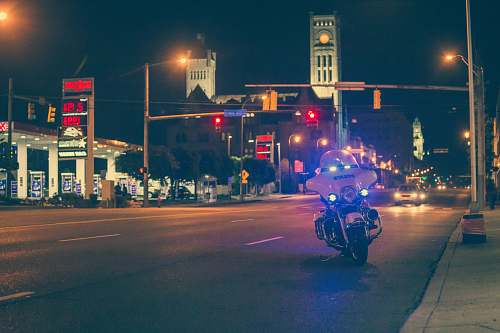 transportation white police motorcycle park on road vehicle
