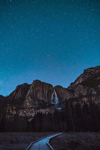 blue Yosimete Falls under starry sky during daytime water