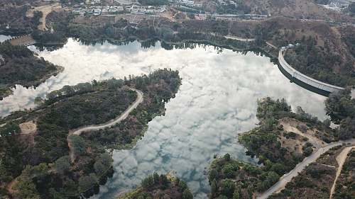 grey aerial photograph of land near lake forest