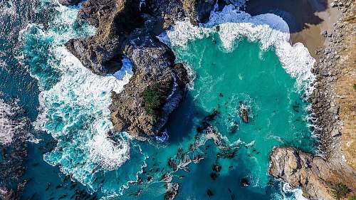 outdoors aerial photography of seashore scenery
