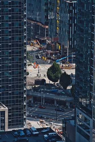 outdoors aerial view of intersection of scenery