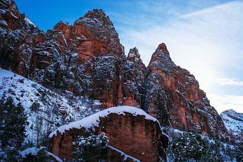mountain mountain covered with snow outdoors