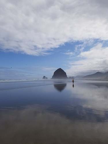 ocean person standing on body of water land