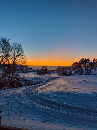 outdoors snow at golden hour sky