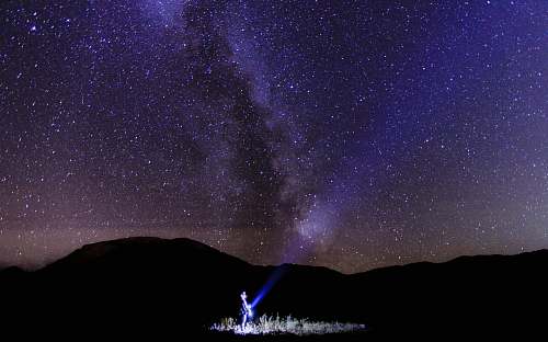 astronomy person holding light in milky way galaxy