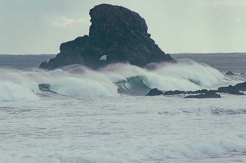 water black rock and seawaves sea