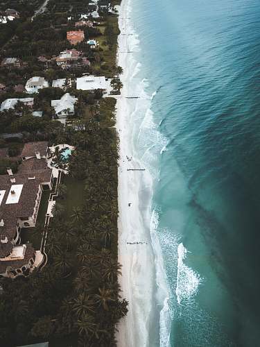 landscape aerial view of buildings near ocean nature