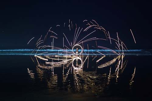 night fire dancer digital wallpaper fireworks