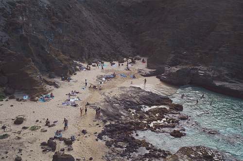 nature people standing on seashore landscape