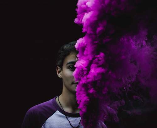 people man in purple and grey shirt human