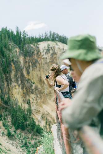 human people on bridge taking photos people