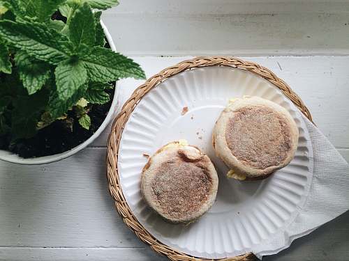 flora plate of cooked bread herbs