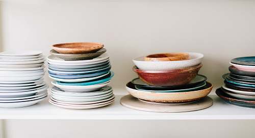 food assorted-color ceramic plates and saucers kitchen