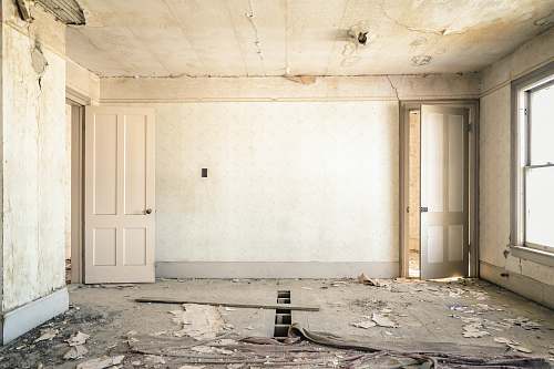 interior gray concrete walls with broken floor house