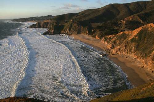 coast aerial photography of beach ocean