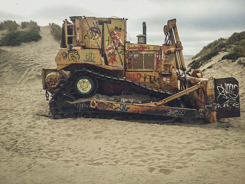 vehicle yellow bulldozer tractor