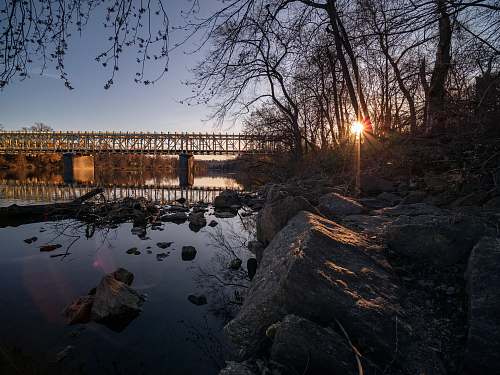 nature brown bridge over river during daytime outdoors