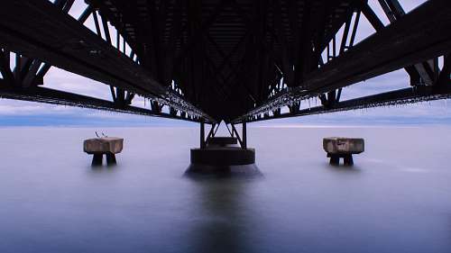lighting low-angle photography of black steel bridge lake erie