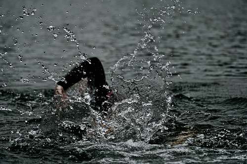 swimming person doing freestyle swim grey