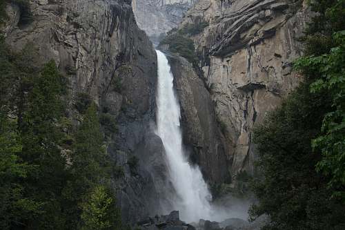 outdoors waterfalls surrounded with tree river