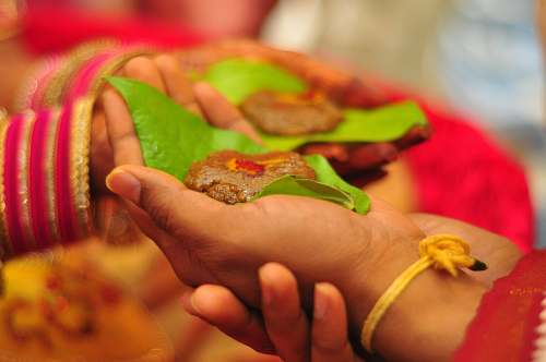 marriage brown food on palm india