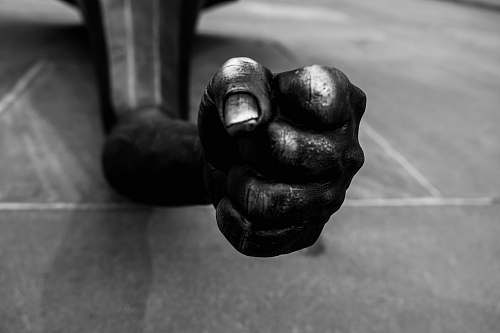 black-and-white fist figurine black