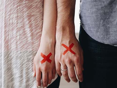 hands man and woman hands cross