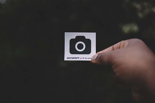 sticker person holding white paper showing camera illustration grey