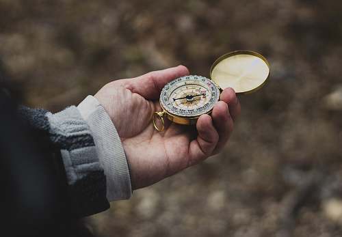 travel person using white and gold compass direction