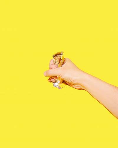 person candy bar in hand