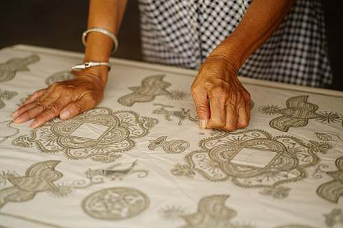 person person holding textile hand