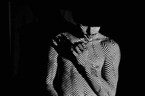 hand topless man black-and-white
