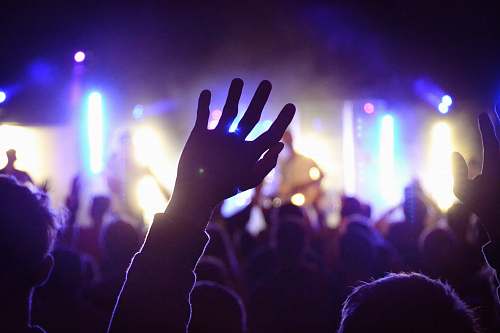 worship person's rai\sing hand concert