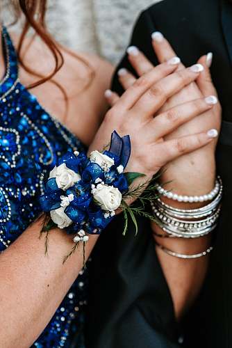 human blue and white flowers people