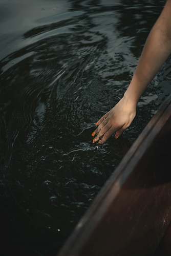 human left person's hand water