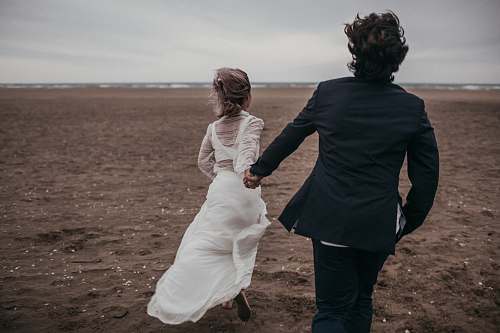 human man and woman running people