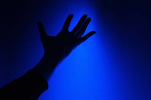 hand right hand silhouette blue