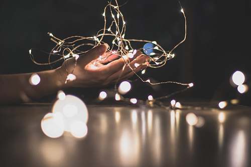 human white and beige string light lighting