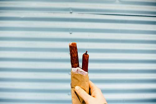 snack person carrying hotdog sandwich salami