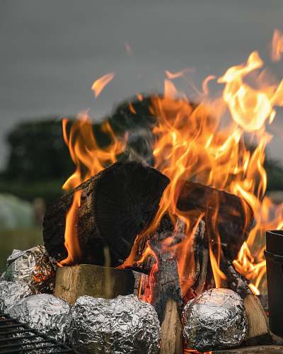 flame black woods with flame bonfire