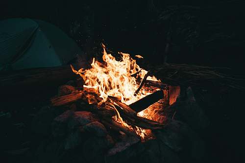 flame firing wood campfire